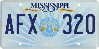 MS license plate AFX320