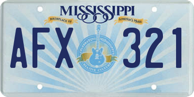 MS license plate AFX321