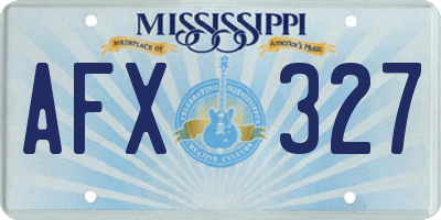 MS license plate AFX327