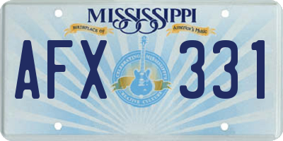 MS license plate AFX331