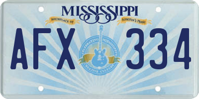 MS license plate AFX334