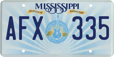MS license plate AFX335