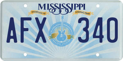 MS license plate AFX340