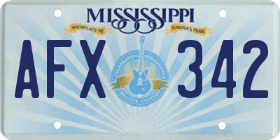 MS license plate AFX342