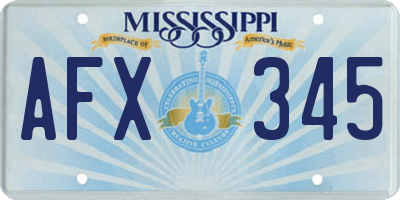 MS license plate AFX345