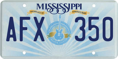 MS license plate AFX350