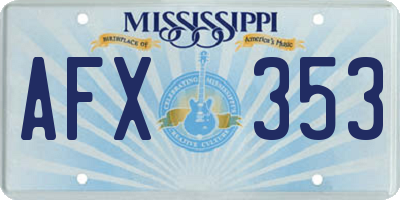 MS license plate AFX353