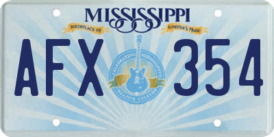 MS license plate AFX354