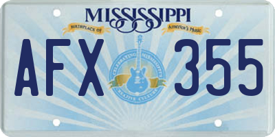 MS license plate AFX355