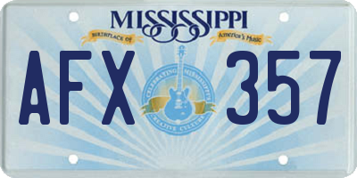 MS license plate AFX357