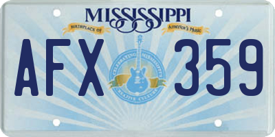MS license plate AFX359
