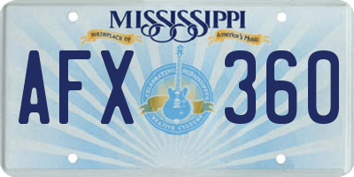 MS license plate AFX360