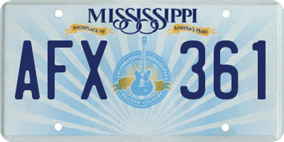 MS license plate AFX361