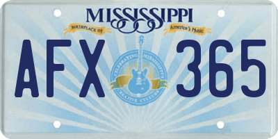 MS license plate AFX365