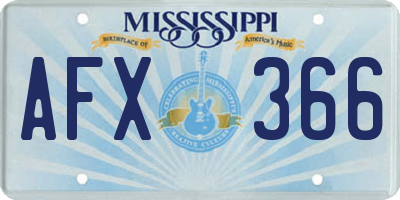 MS license plate AFX366