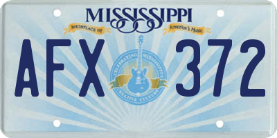 MS license plate AFX372