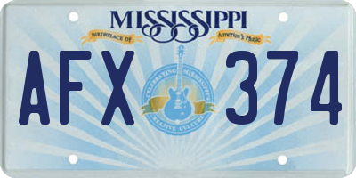 MS license plate AFX374