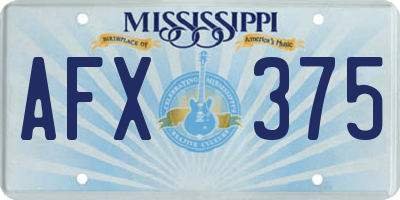 MS license plate AFX375