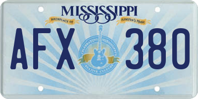 MS license plate AFX380