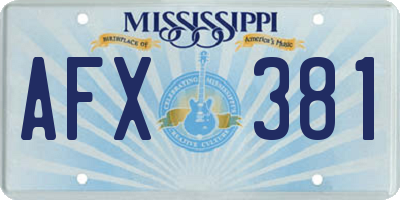 MS license plate AFX381