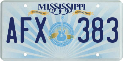 MS license plate AFX383