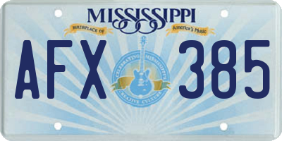 MS license plate AFX385