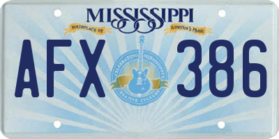 MS license plate AFX386