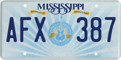 MS license plate AFX387
