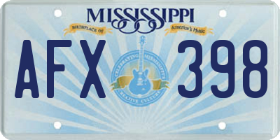 MS license plate AFX398