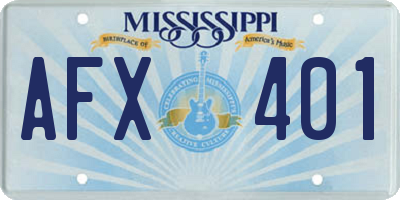 MS license plate AFX401