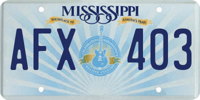 MS license plate AFX403
