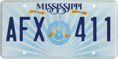 MS license plate AFX411