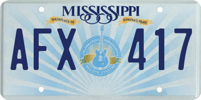 MS license plate AFX417