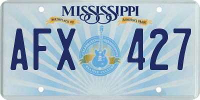 MS license plate AFX427