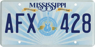 MS license plate AFX428