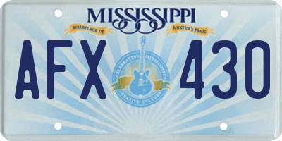 MS license plate AFX430