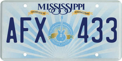 MS license plate AFX433