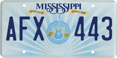 MS license plate AFX443