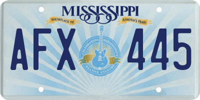 MS license plate AFX445