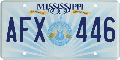 MS license plate AFX446