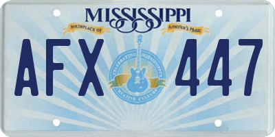 MS license plate AFX447