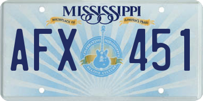 MS license plate AFX451