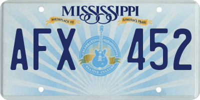 MS license plate AFX452