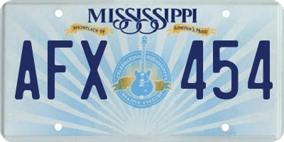 MS license plate AFX454