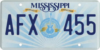 MS license plate AFX455