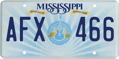 MS license plate AFX466