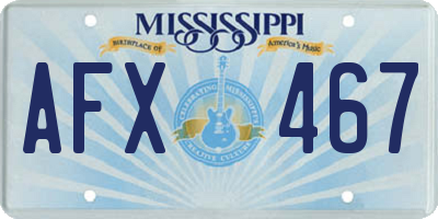MS license plate AFX467