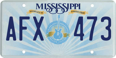 MS license plate AFX473