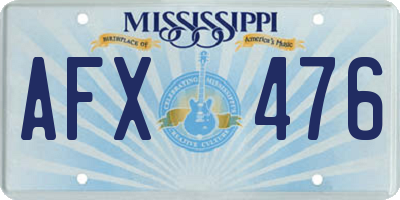 MS license plate AFX476