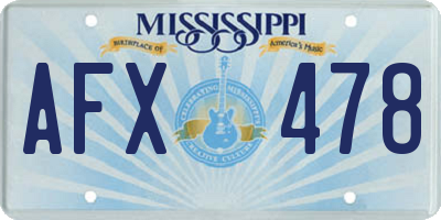 MS license plate AFX478